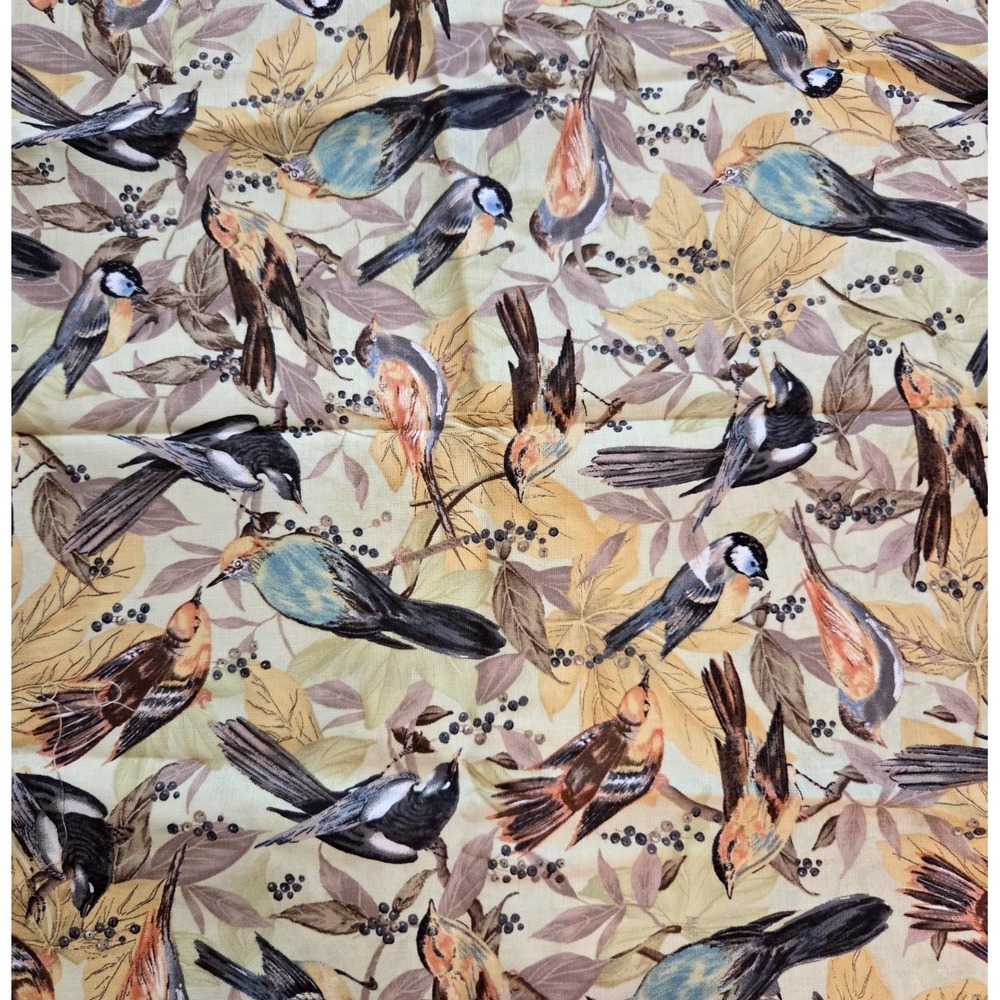 Vintage Susan Winget "Sanctuary Packed Birds" Quilting Fabric 1 Yard 42x36